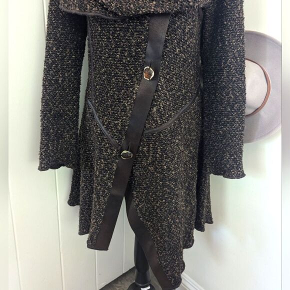 Joseph Ribkoff Asymmetrical Button Coat 6 Lagenlook Dark Academia Preppy Cozy - Picture 4 of 10